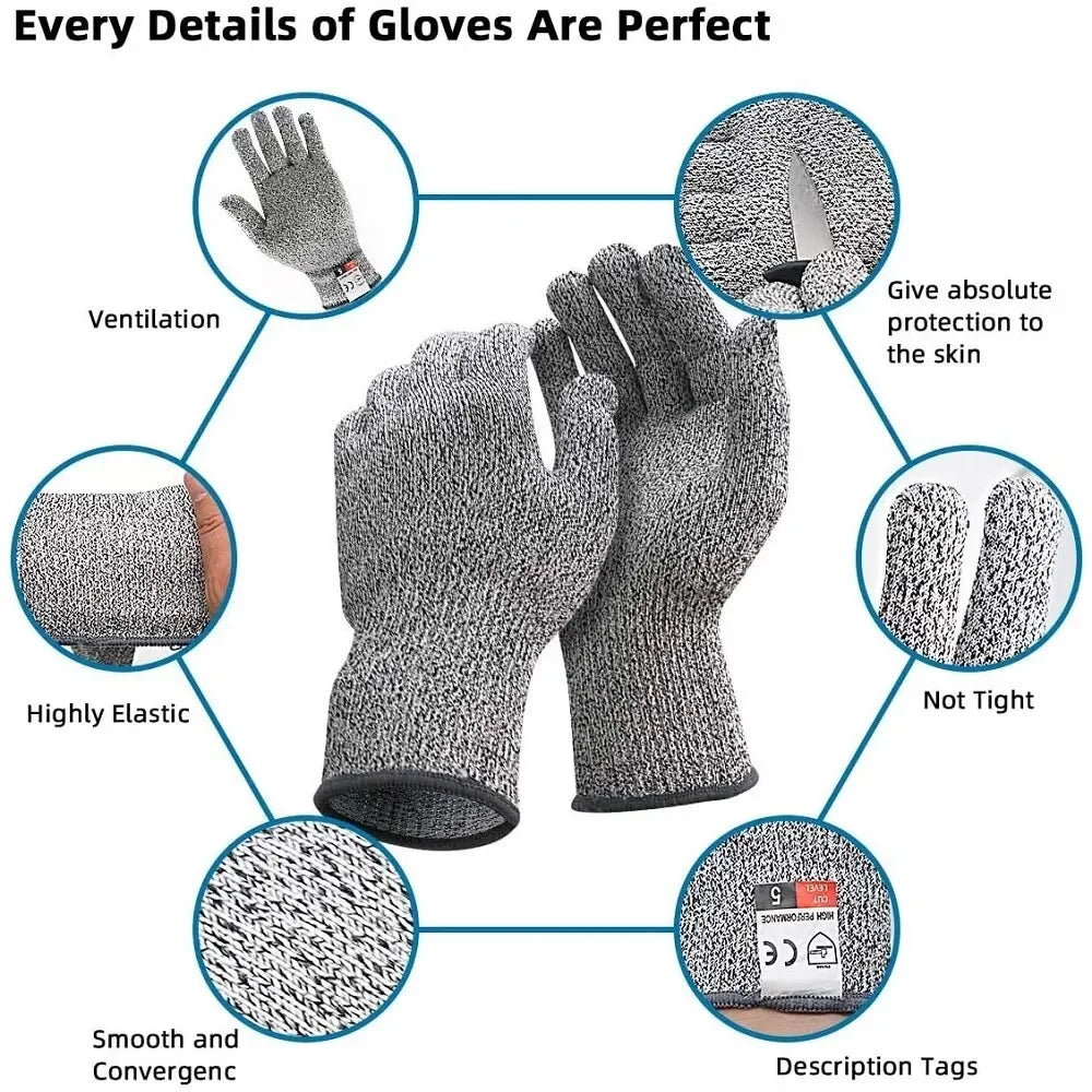 HPPE Level 5 Safety anti Cut Gloves High-Strength Industry Kitchen Gardening Anti-Scratch Anti-Cut Glass Cutting Multi-Purpose