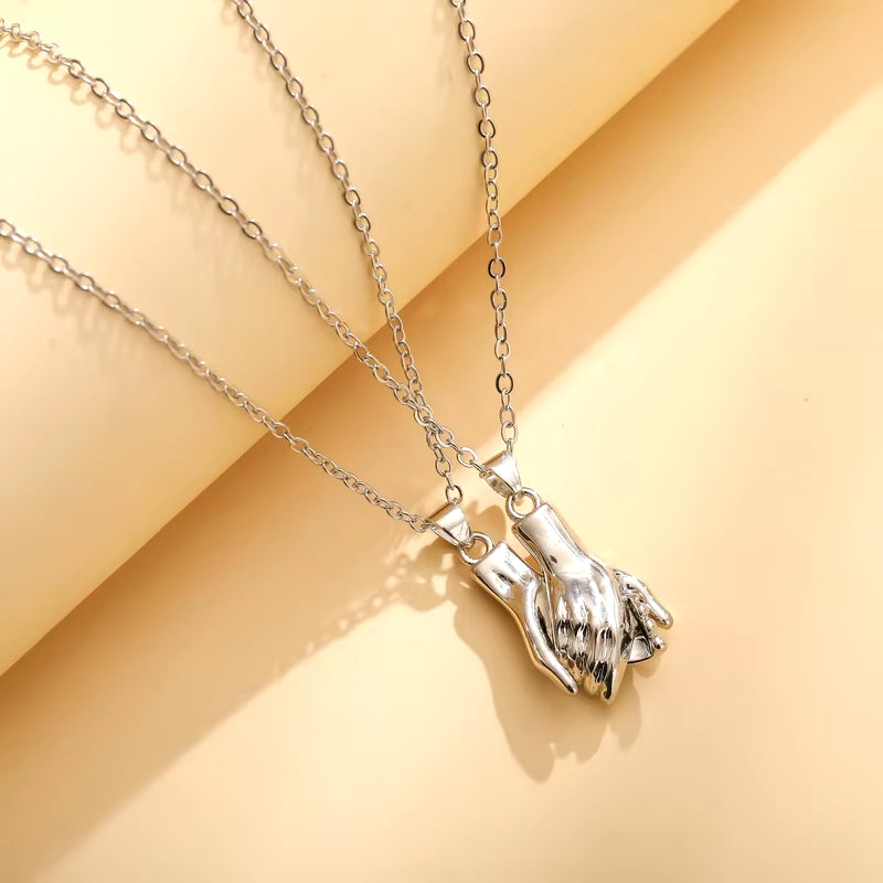 2Pcs/Set Hand Magnet Attracts Couple Necklace Rope Chain Pendant Jewelry Lover Gift for Women Men Wholesale